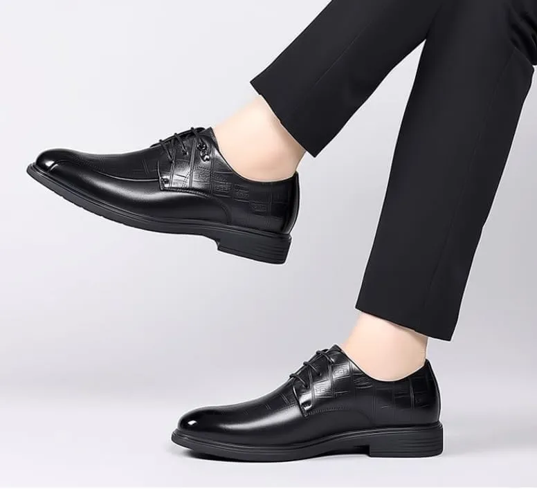 Men's Genuine Leather Oxford Shoes Men Classic Pointed Toe Dress Shoes Comfortable Lace-Up Derby Shoes for Men(10)