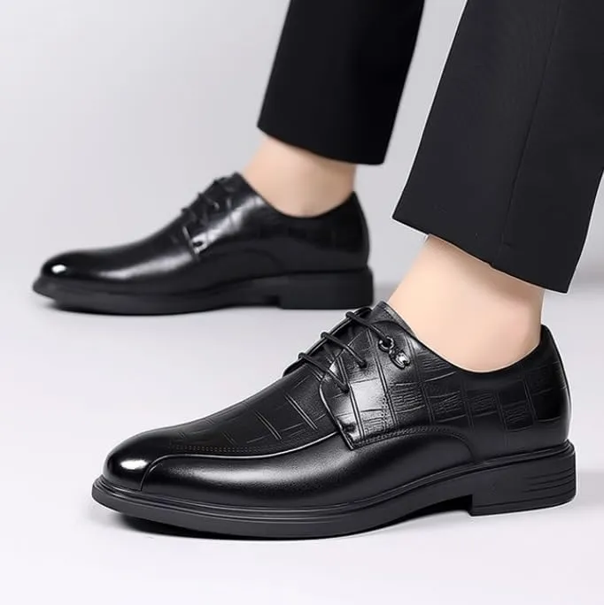 Men's Genuine Leather Oxford Shoes Men Classic Pointed Toe Dress Shoes Comfortable Lace-Up Derby Shoes for Men(10)