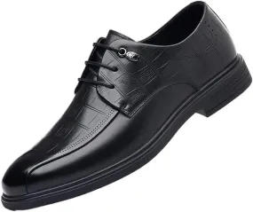 Men's Genuine Leather Oxford Shoes Men Classic Pointed Toe Dress Shoes Comfortable Lace-Up Derby Shoes for Men(10)