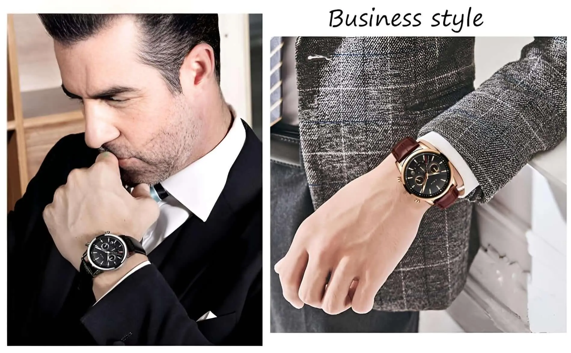 Men's Leather Chronograph Waterproof Watch