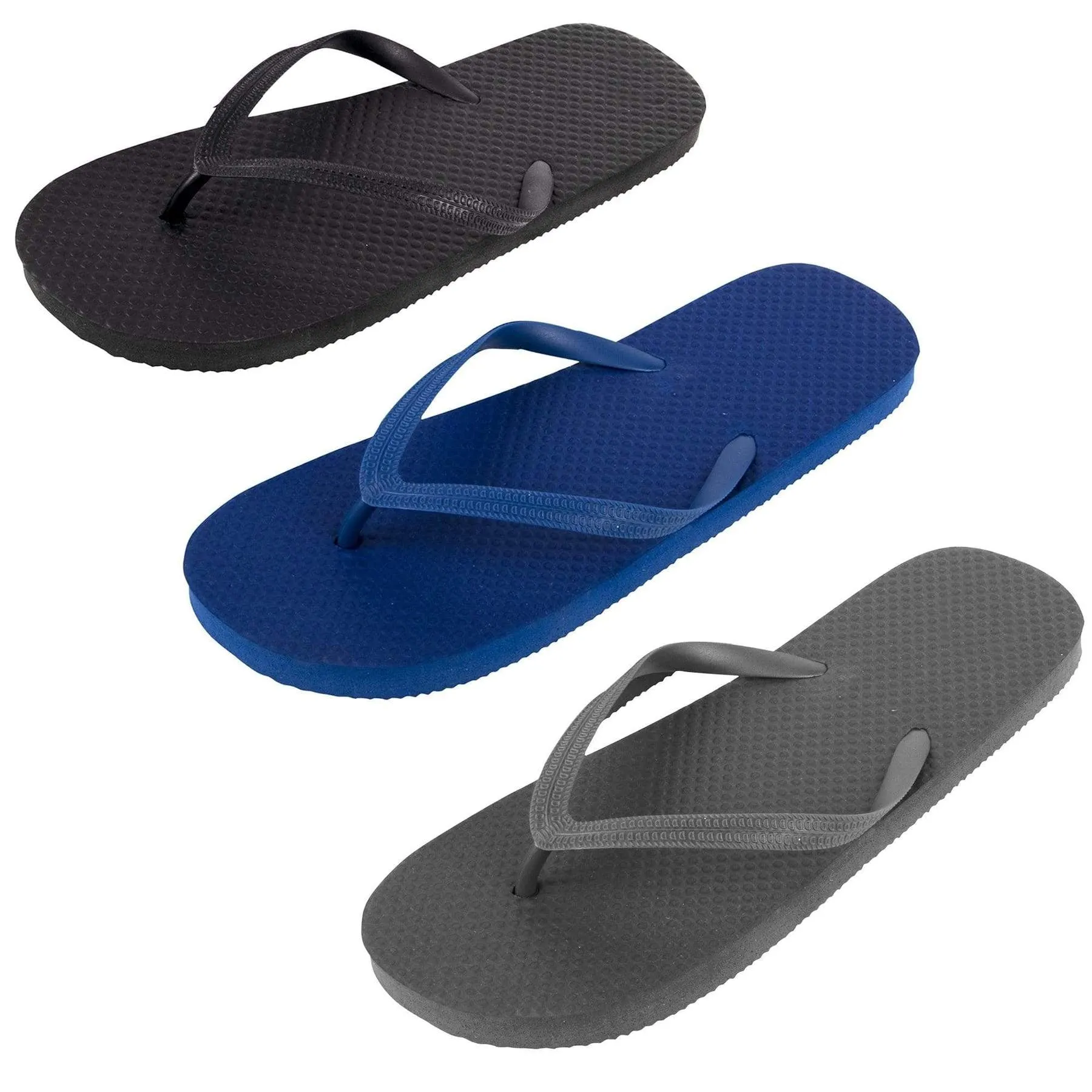 Men's Medium Flip Flops Sandals for Outdoor Travel Vacation - Black Blue Grey