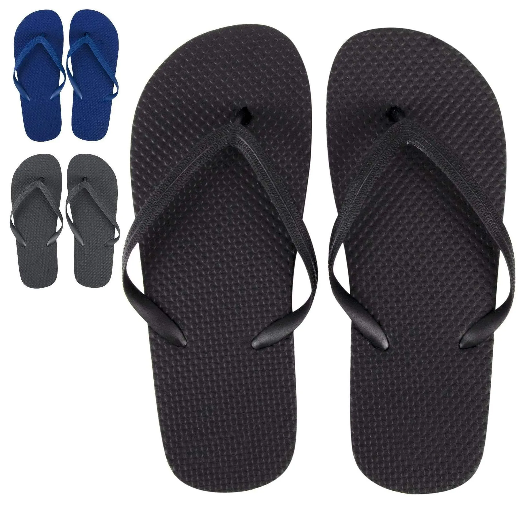 Men's Medium Flip Flops Sandals for Outdoor Travel Vacation - Black Blue Grey
