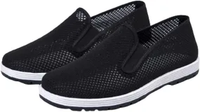 Mens Slip-On Breathable Mesh Martial Arts Old Chinese Beijing Cloth Shoes, Lightweight Non-Slip Comfortable Outdoor Fashion Breathable Rubber Sole, for Judo, Parkour, Park, Parkour