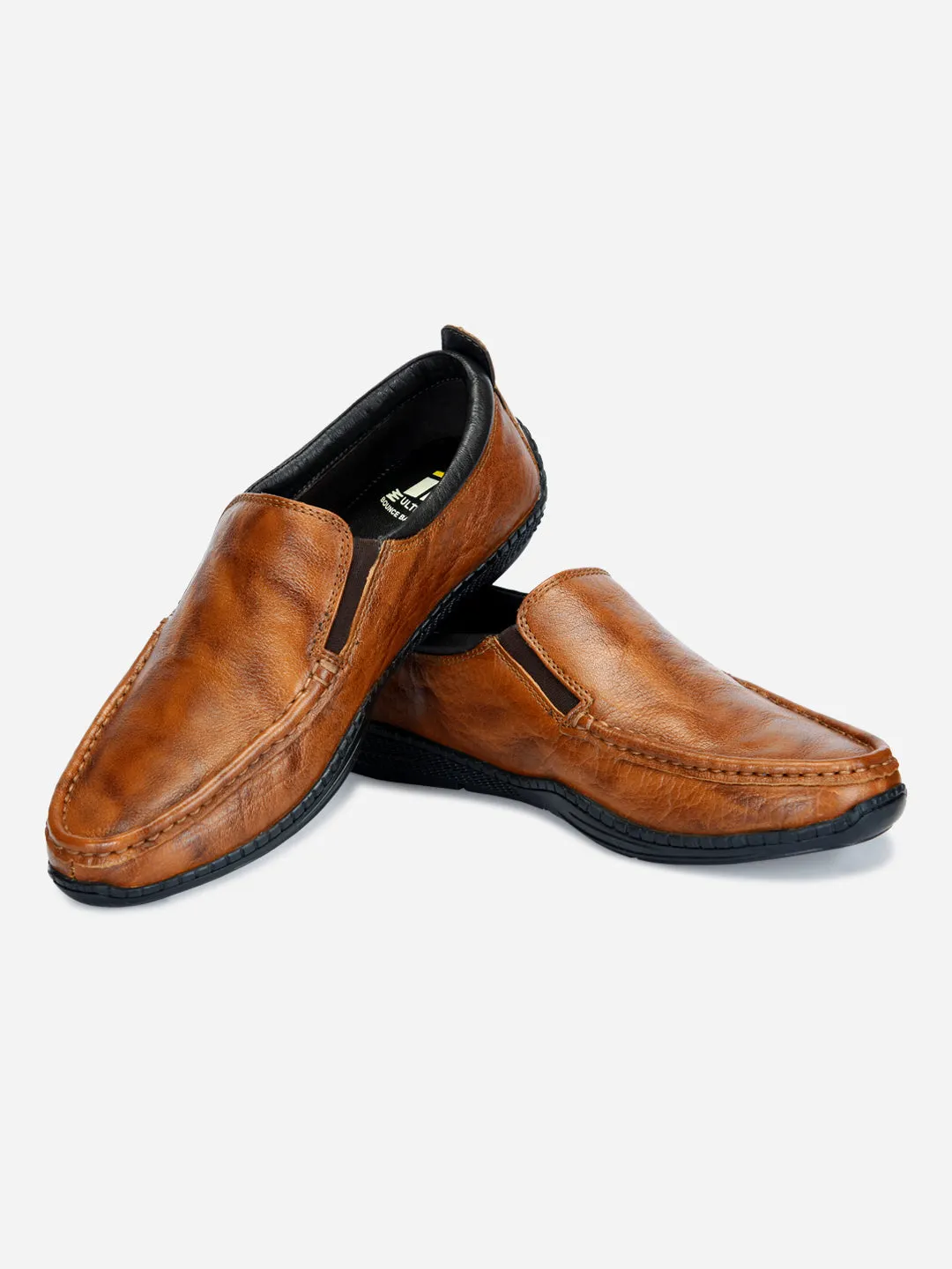 Men's Tan Crumble Leather Slip On Casual (ID1104)