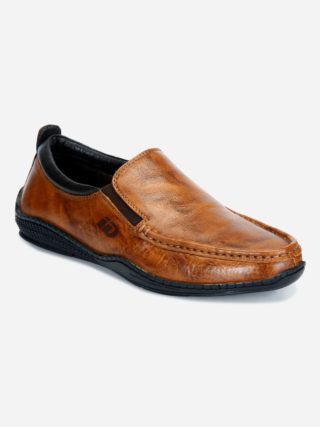 Men's Tan Crumble Leather Slip On Casual (ID1104)