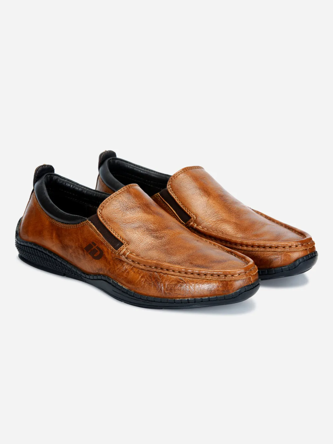 Men's Tan Crumble Leather Slip On Casual (ID1104)