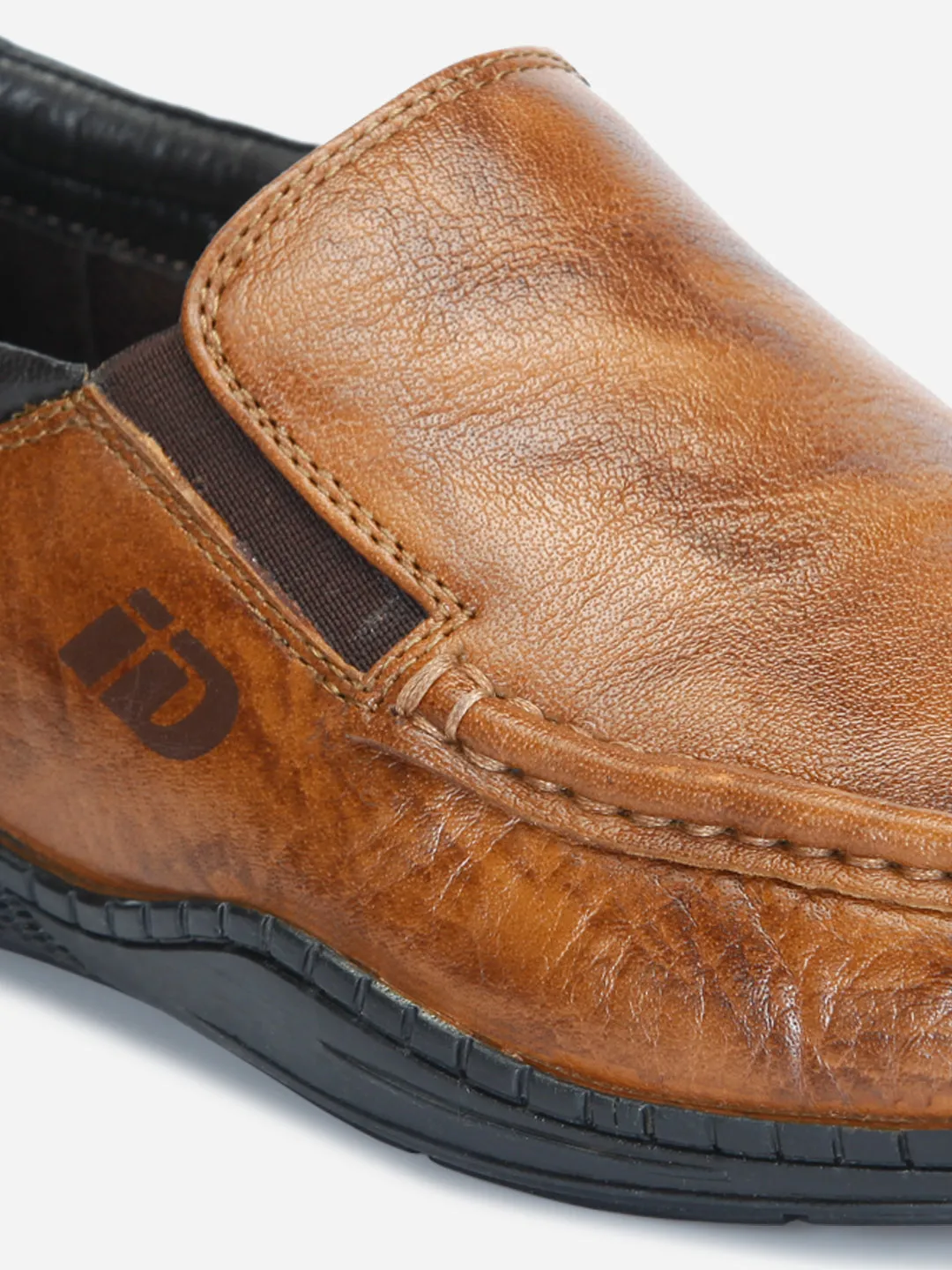 Men's Tan Crumble Leather Slip On Casual (ID1104)