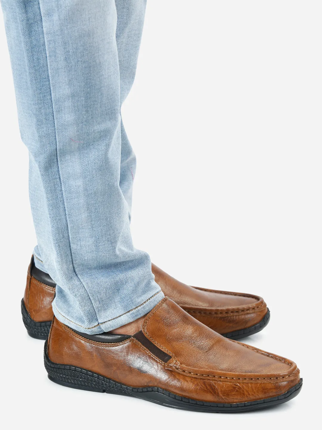 Men's Tan Crumble Leather Slip On Casual (ID1104)