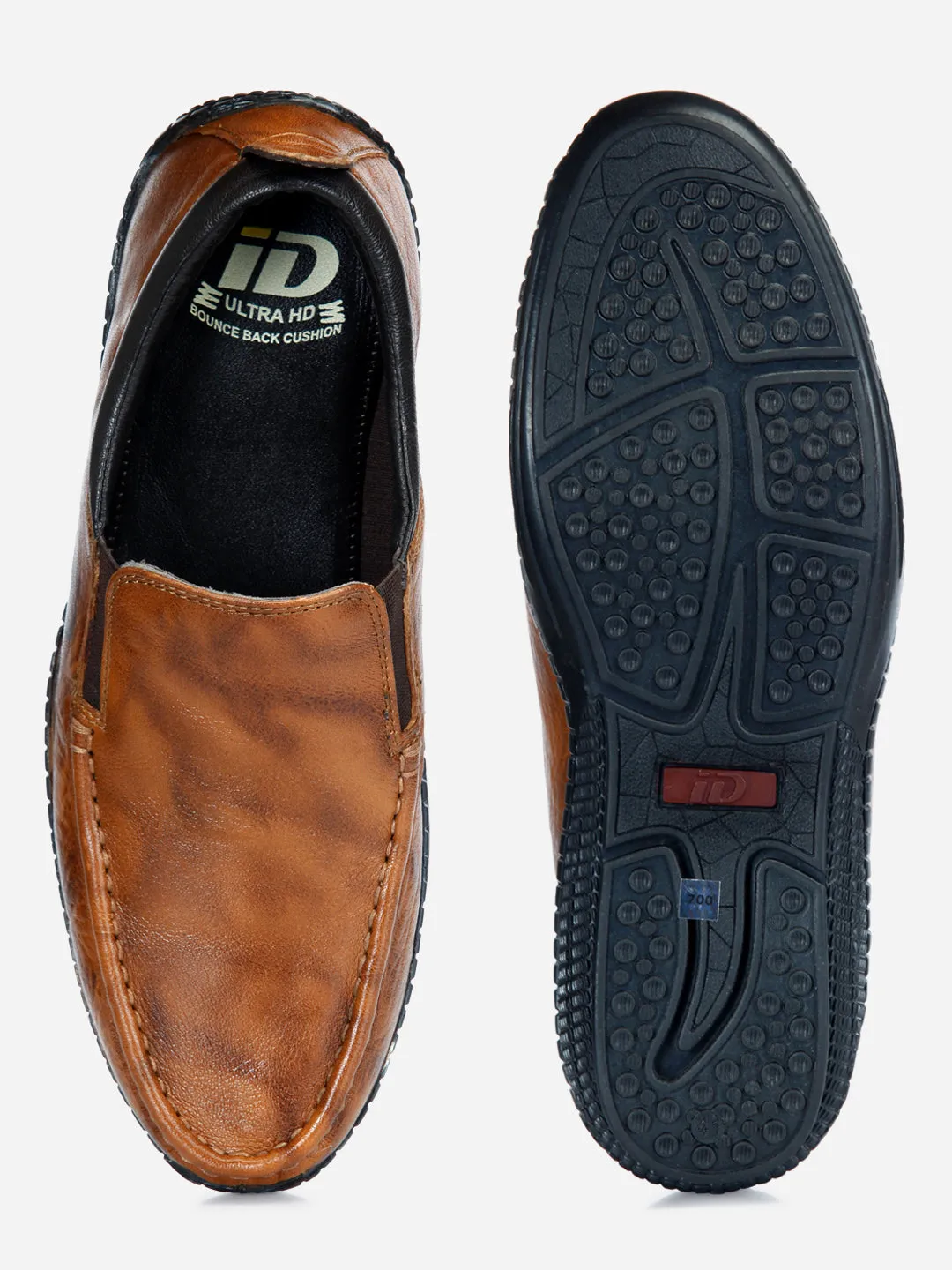 Men's Tan Crumble Leather Slip On Casual (ID1104)