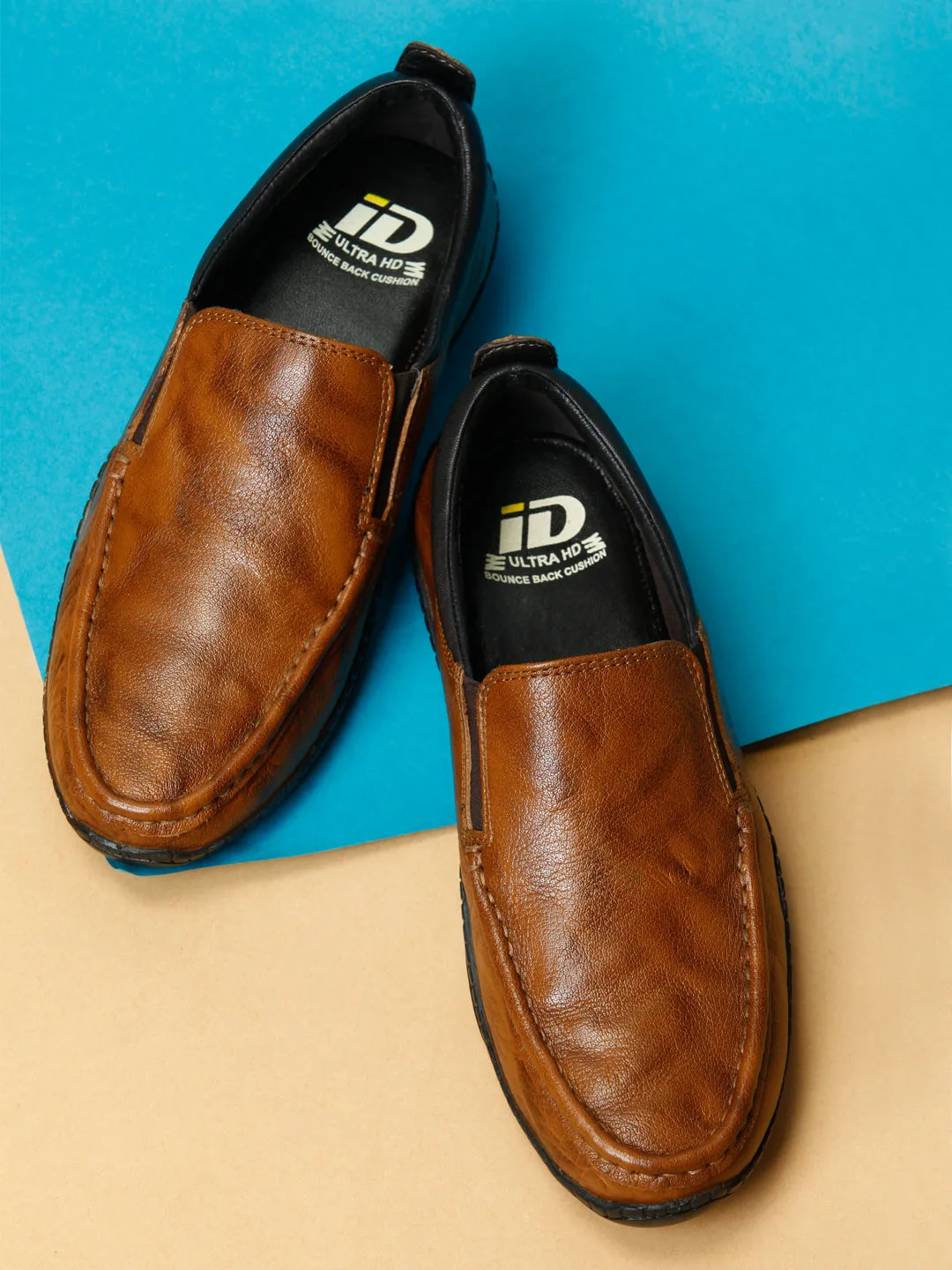 Men's Tan Crumble Leather Slip On Casual (ID1104)