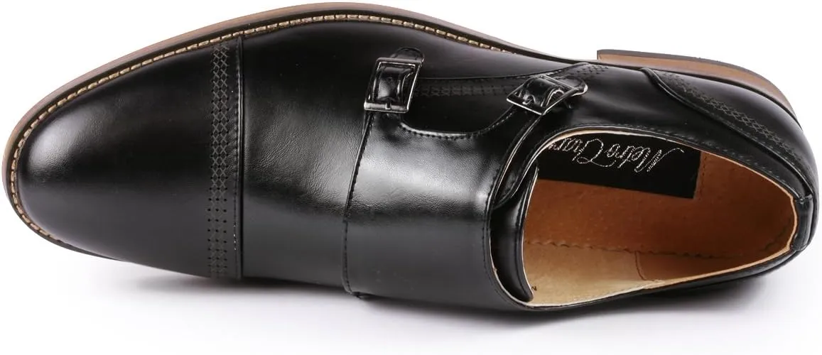 Metrocharm MC134 Men's Double Monk Strap Cap Toe Slip On Oxford Dress Shoes