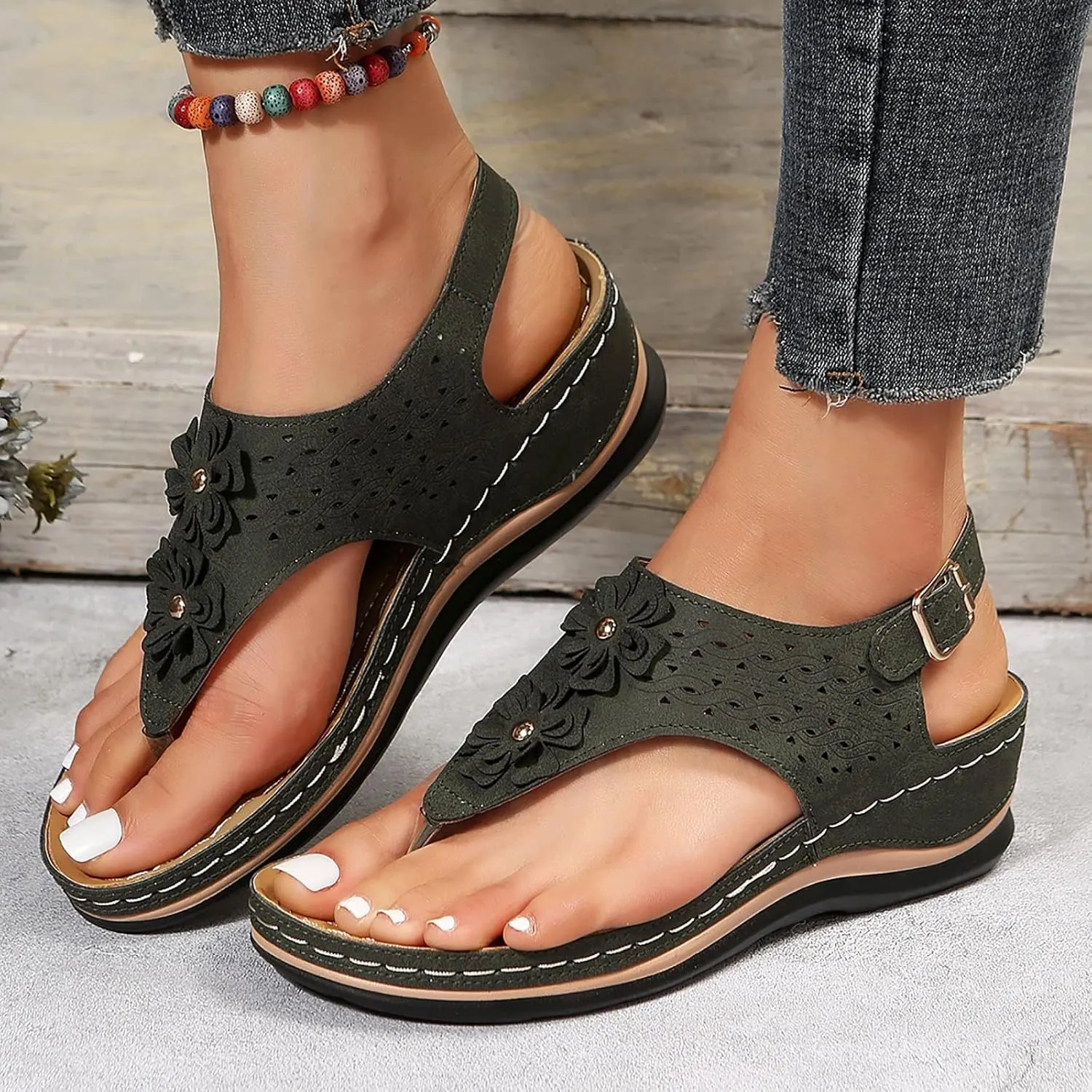 Orthopedic Sandals for Women Wide Orthopedic Womens Slides with Arch Support Sandalias De Mujer Orthopedic Leather Flip Flops Women Orthopedic Leather Sandals for Women Arch Support