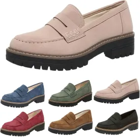 Penny Loafers for Women 2025,Womens Loafers Comfortable,Platform Loafers Suede Chunky Shoes Lug Sole Slip-On Work Casual Dress Walking Dresses Trendy Flats Business Ladies Loafer
