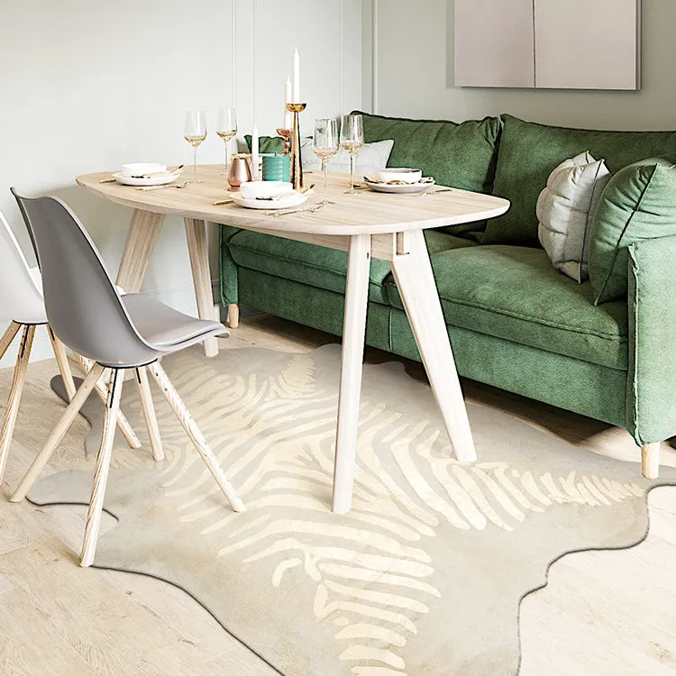 Premium Zebra Print White Faux Cowhide Rug