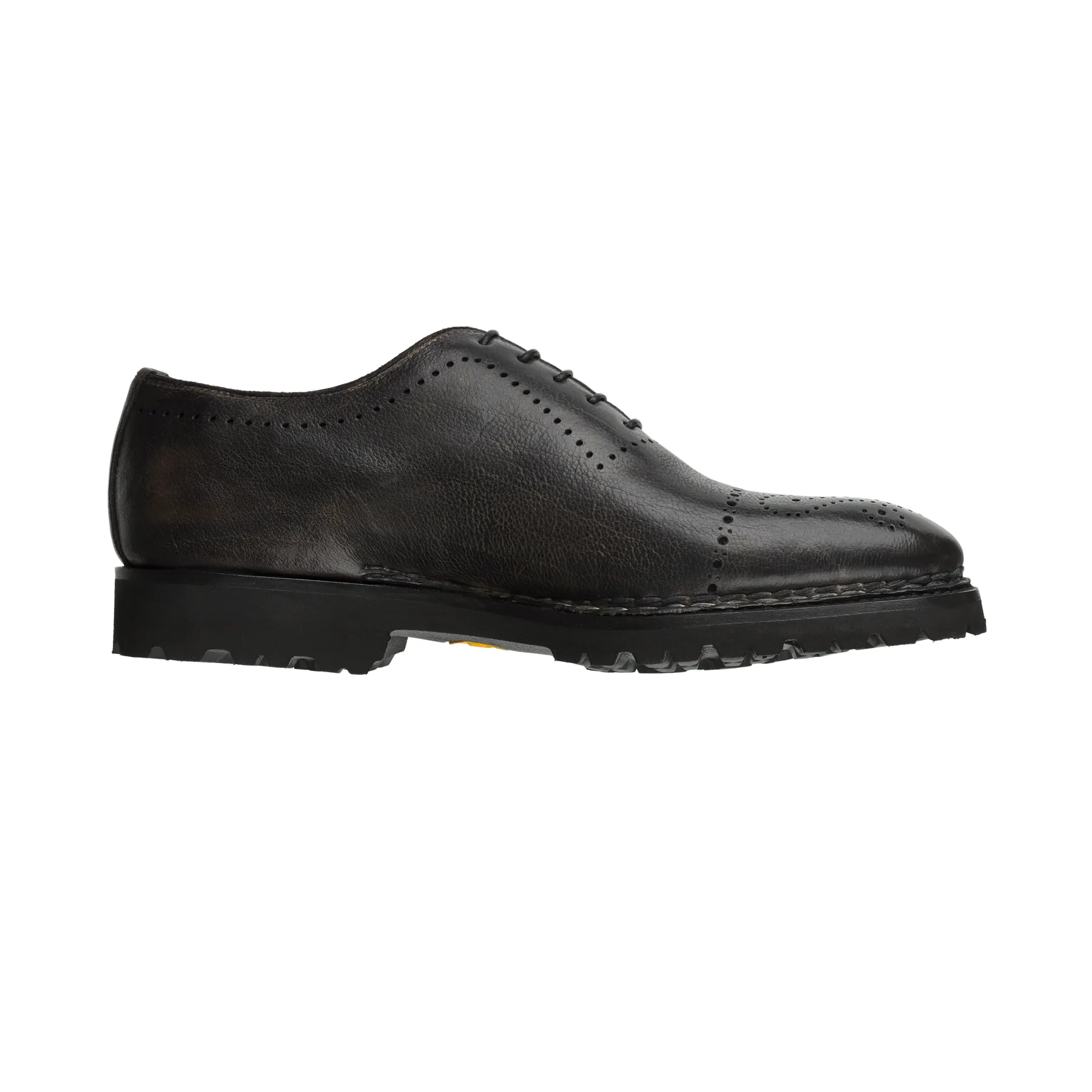 "Brera" Five-Eyelet Oxford with Perforated Cap Toe and Medallion