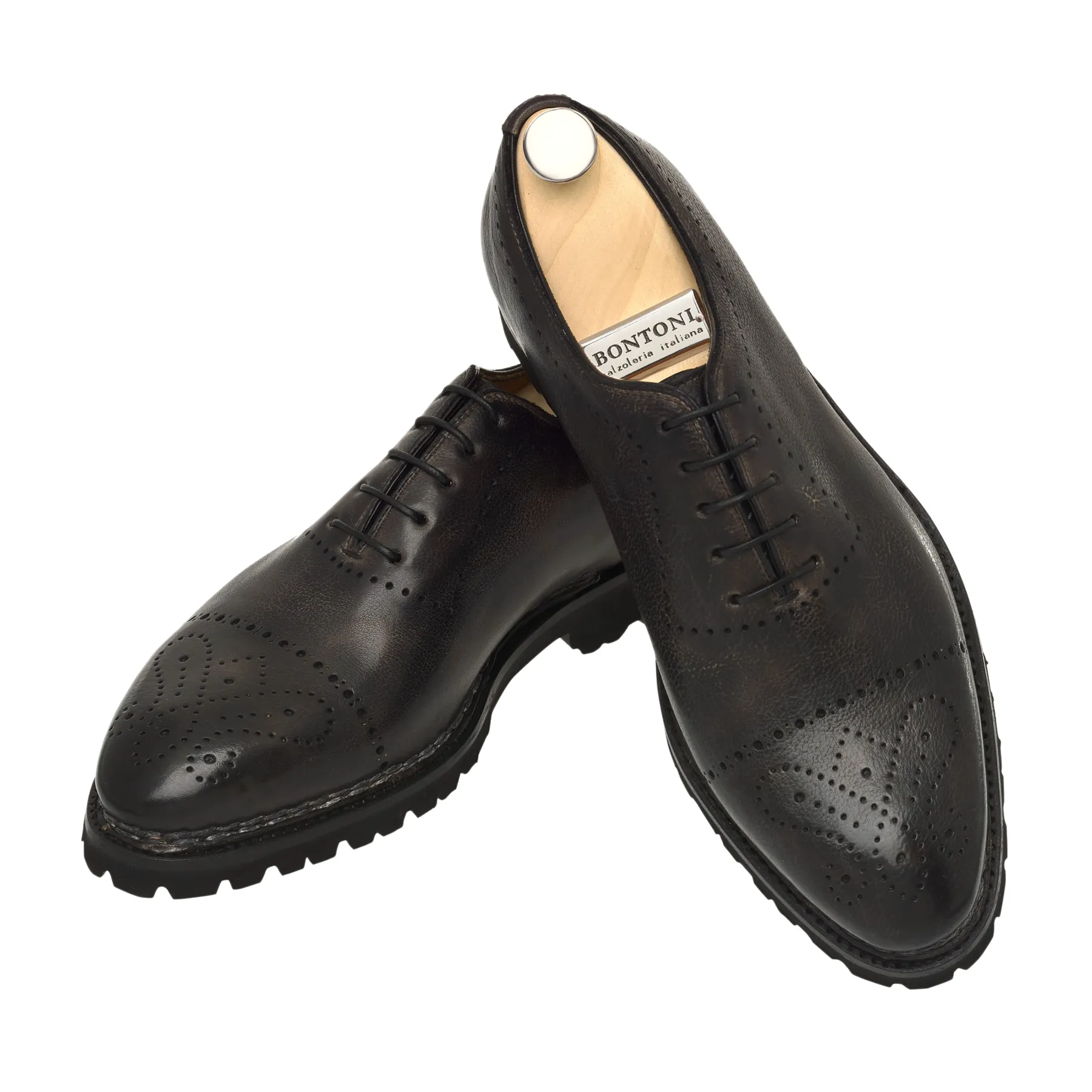 "Brera" Five-Eyelet Oxford with Perforated Cap Toe and Medallion