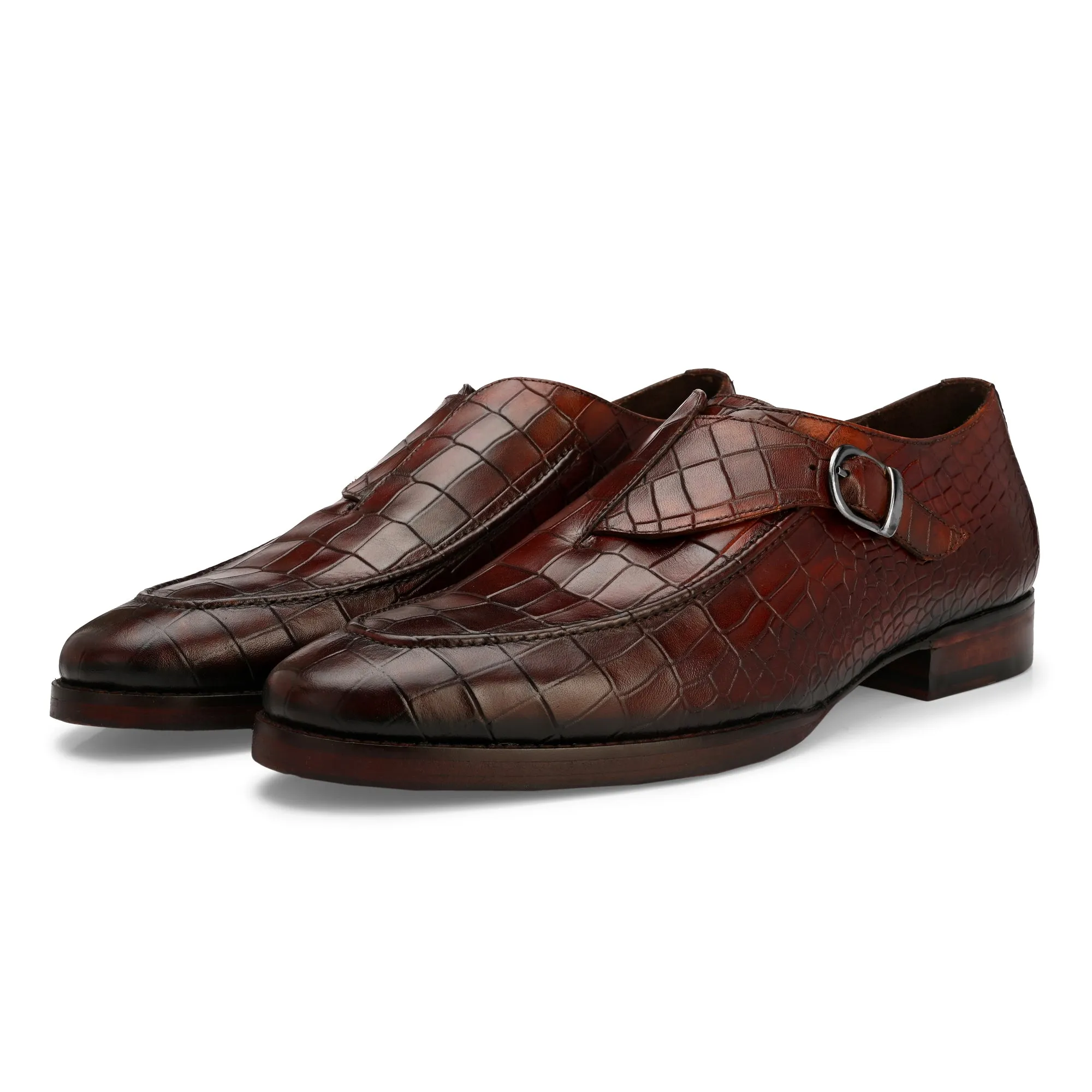 Regent Newsberry: Brown Single Monk Strap Shoe