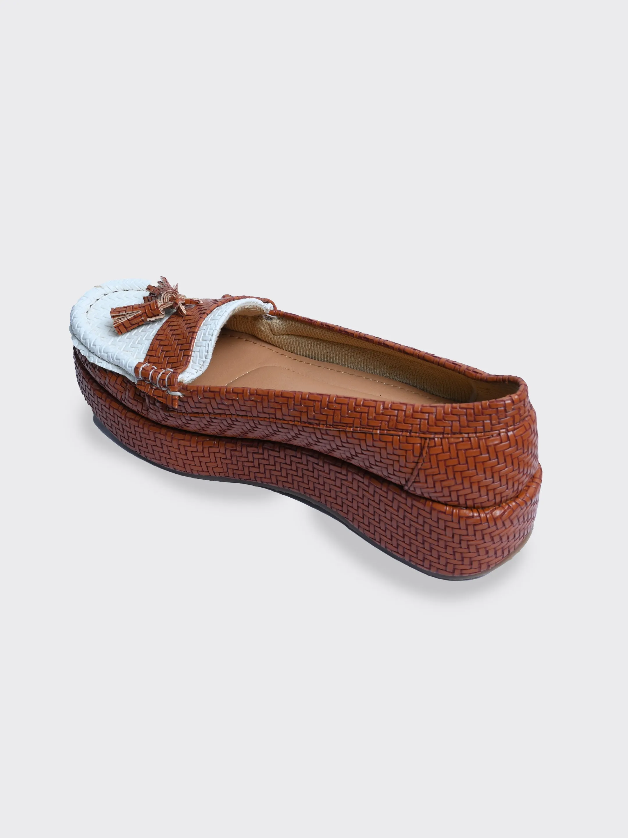 Retrro Textured Vegan Leather Slip-On Brown Loafers