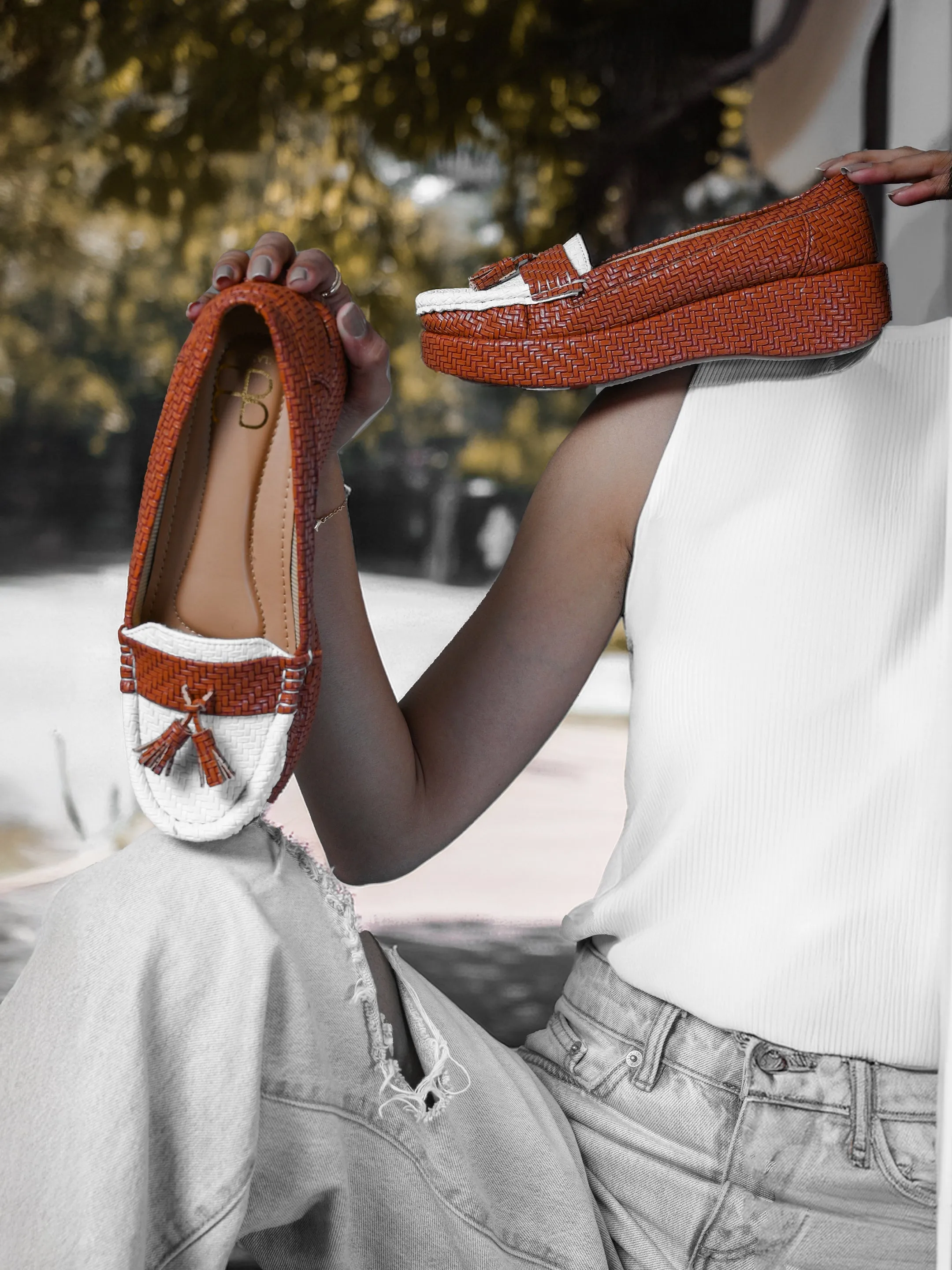 Retrro Textured Vegan Leather Slip-On Brown Loafers
