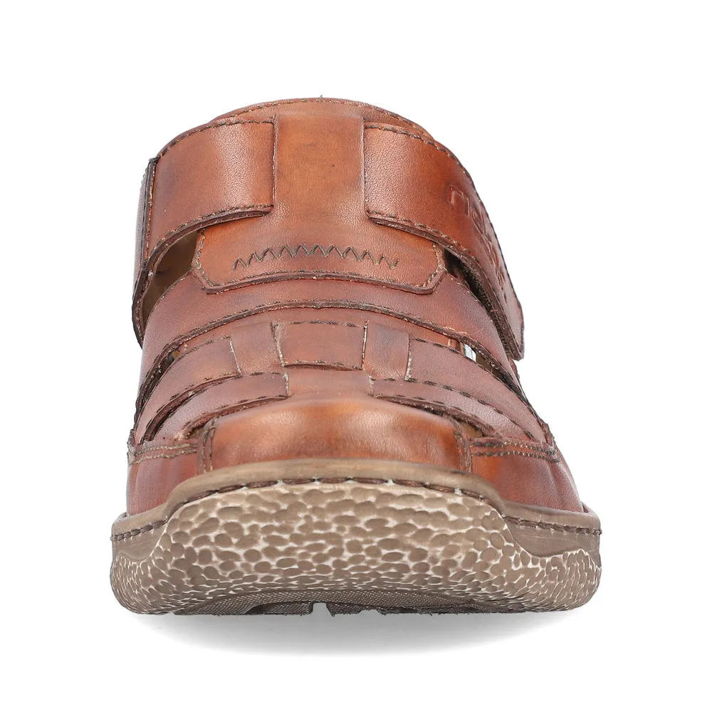 Rieker Mens Leather Sandals Brown Closed Toe 03578-24 sale