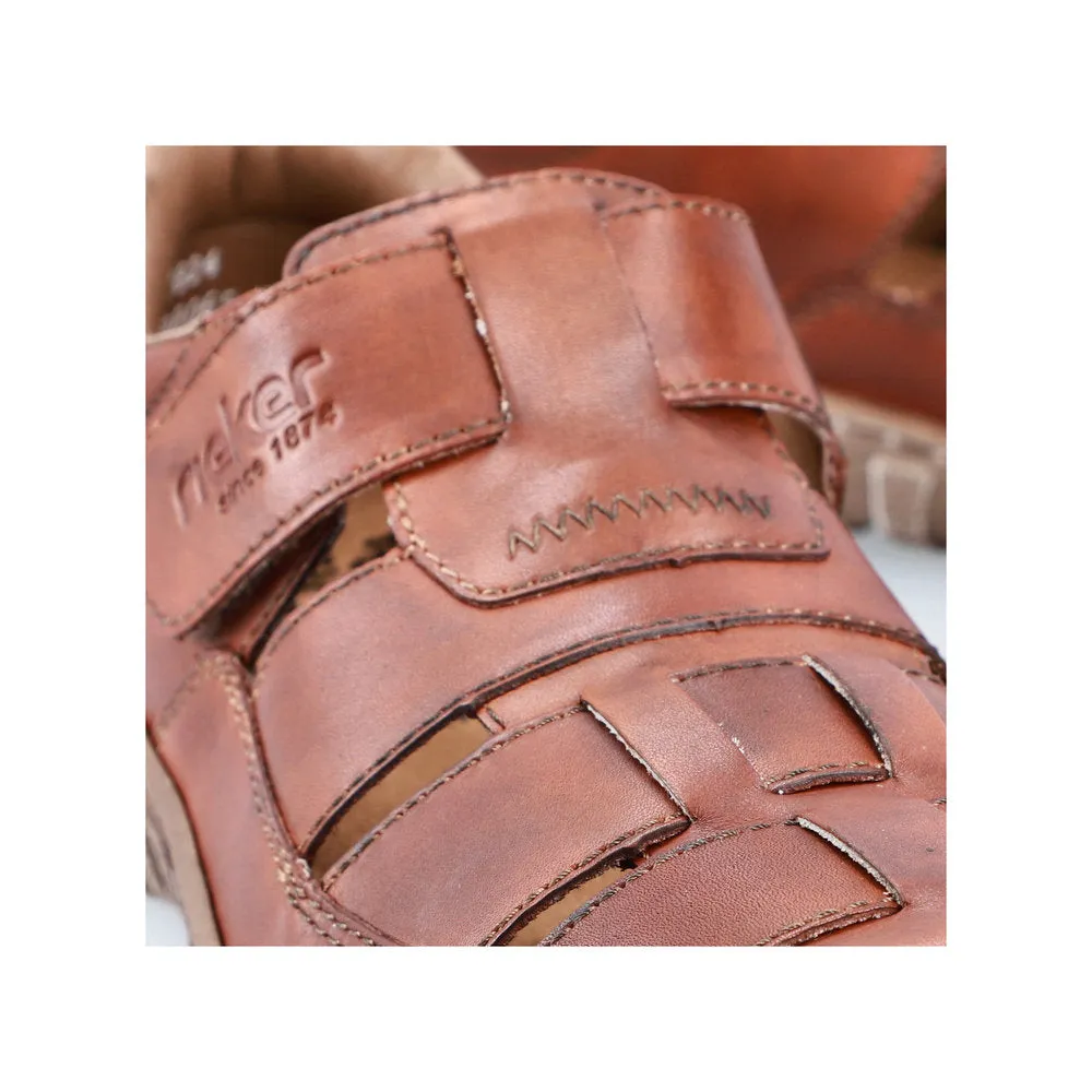 Rieker Mens Leather Sandals Brown Closed Toe 03578-24 sale
