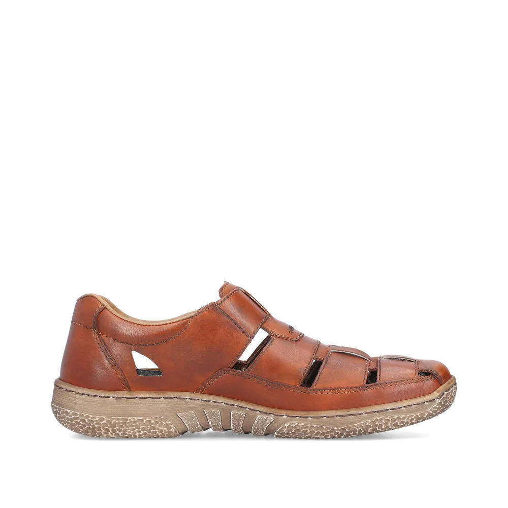 Rieker Mens Leather Sandals Brown Closed Toe 03578-24 sale