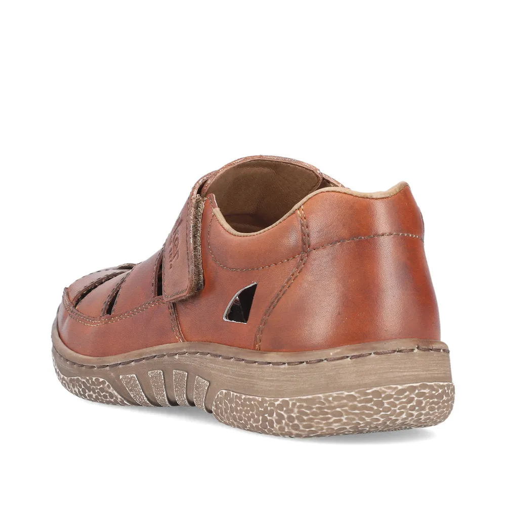 Rieker Mens Leather Sandals Brown Closed Toe 03578-24 sale