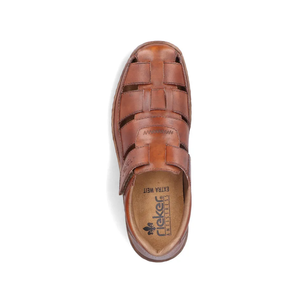 Rieker Mens Leather Sandals Brown Closed Toe 03578-24 sale