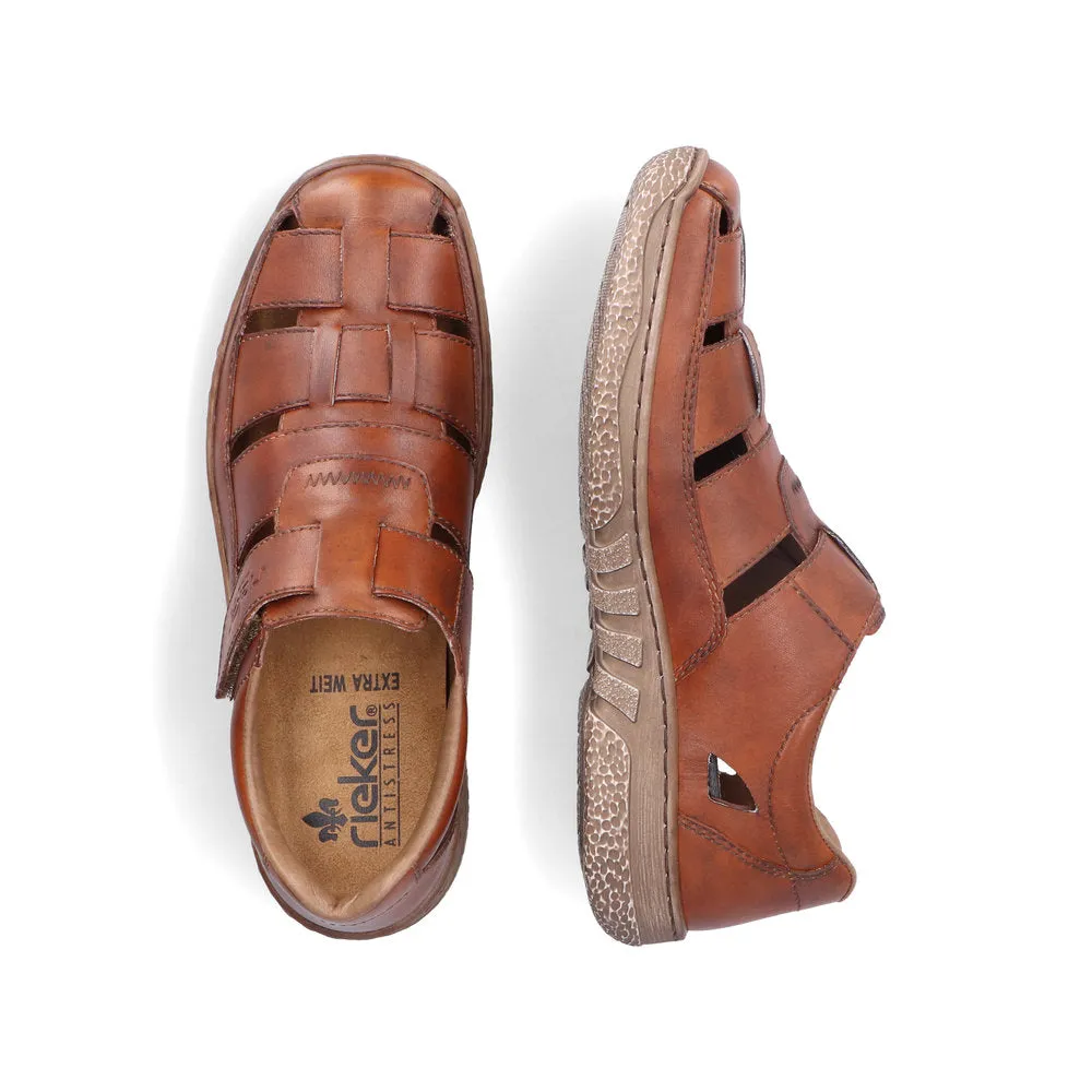 Rieker Mens Leather Sandals Brown Closed Toe 03578-24 sale