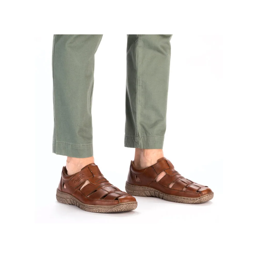 Rieker Mens Leather Sandals Brown Closed Toe 03578-24 sale