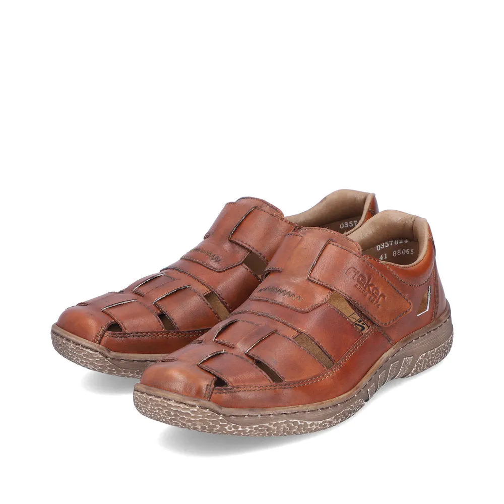 Rieker Mens Leather Sandals Brown Closed Toe 03578-24 sale