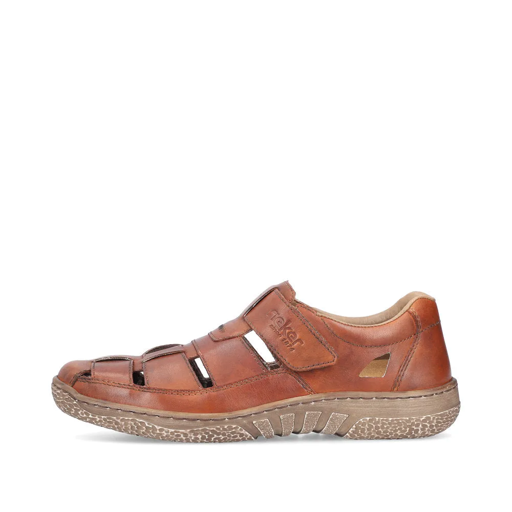 Rieker Mens Leather Sandals Brown Closed Toe 03578-24 sale