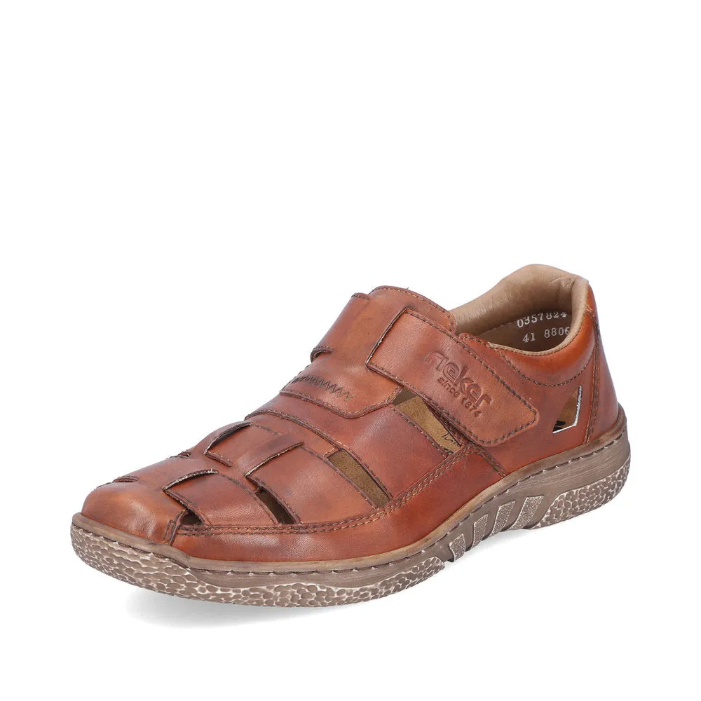 Rieker Mens Leather Sandals Brown Closed Toe 03578-24 sale