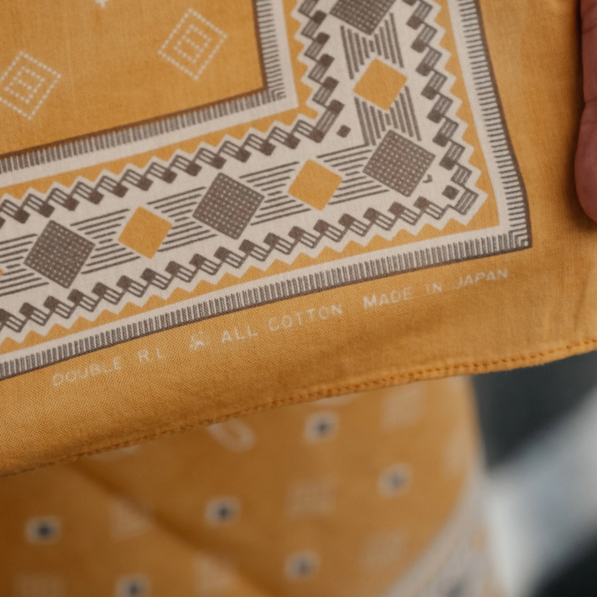RRL Cotton Diamond Bandana Golden Tan/ Cream/ Brown