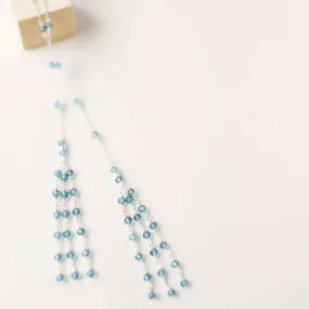 Silver Ballet Lariat Necklace in London Blue Quartz
