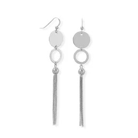 Sterling Silver and Circle Long Tassel Earring- M H W ACCESSORIES