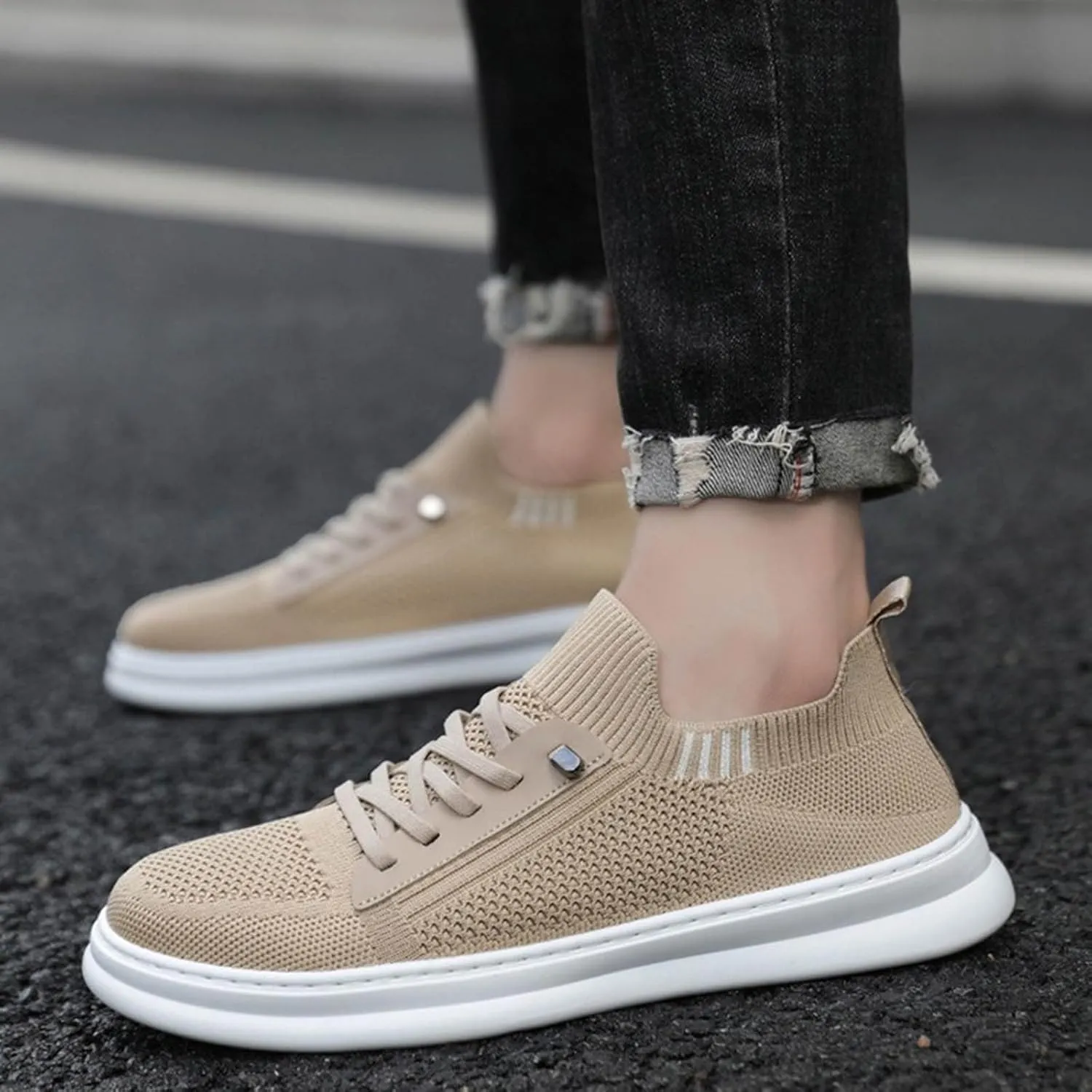 Stretch Men's Shoes Loafers & Slip-Ons Fashion Summer Autumn Men Sneakers Fly Woven Mesh Breathable Slip On