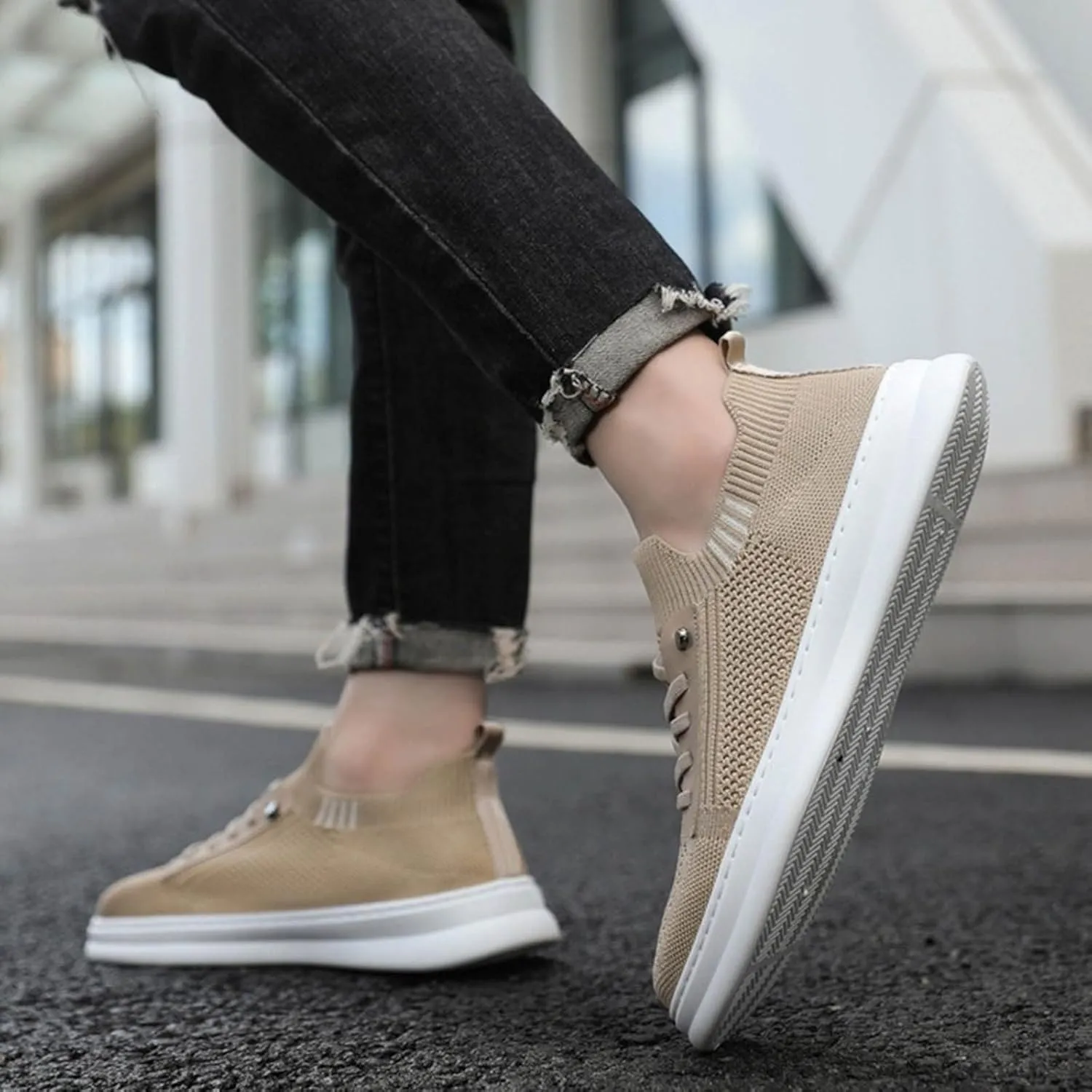 Stretch Men's Shoes Loafers & Slip-Ons Fashion Summer Autumn Men Sneakers Fly Woven Mesh Breathable Slip On