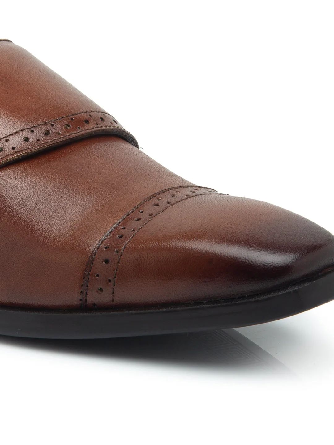 Teakwood Men Genuine Leather Double-Strap Monk Shoes(COGNAC)