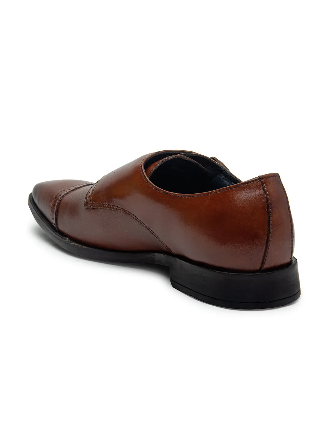 Teakwood Men Genuine Leather Double-Strap Monk Shoes(COGNAC)