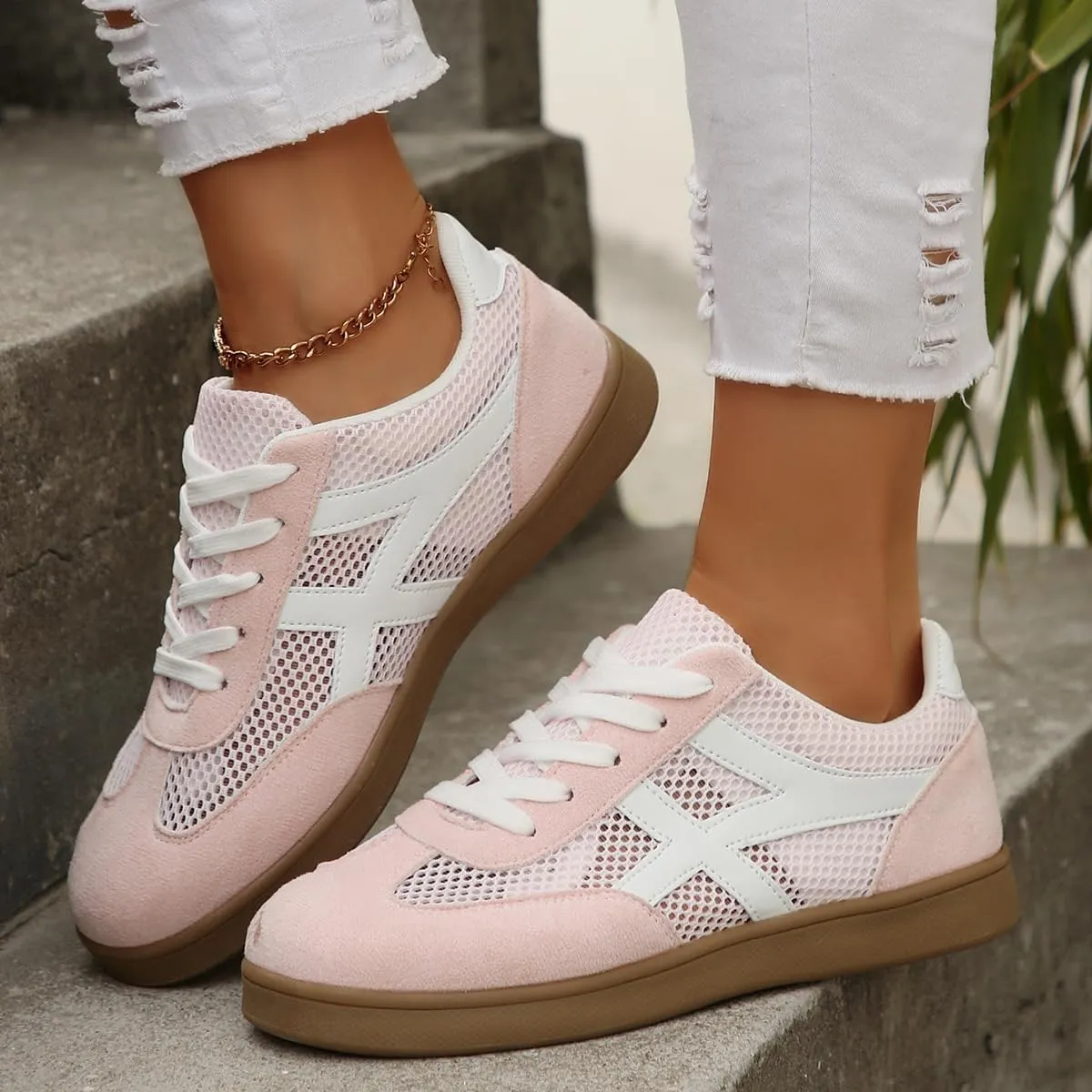 Tennis Shoes for Women & Girls - Mesh Breathable Walking Running Shoes Anti Slip Skateboarding Sneakers