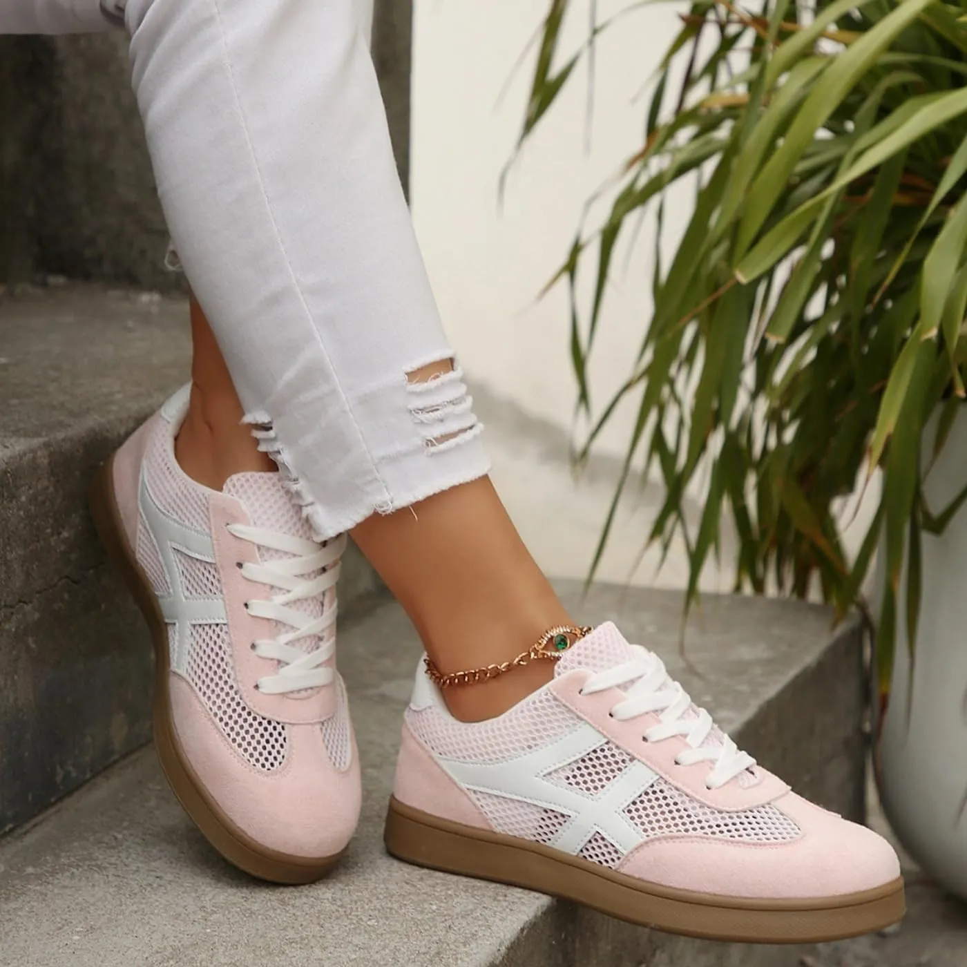 Tennis Shoes for Women & Girls - Mesh Breathable Walking Running Shoes Anti Slip Skateboarding Sneakers