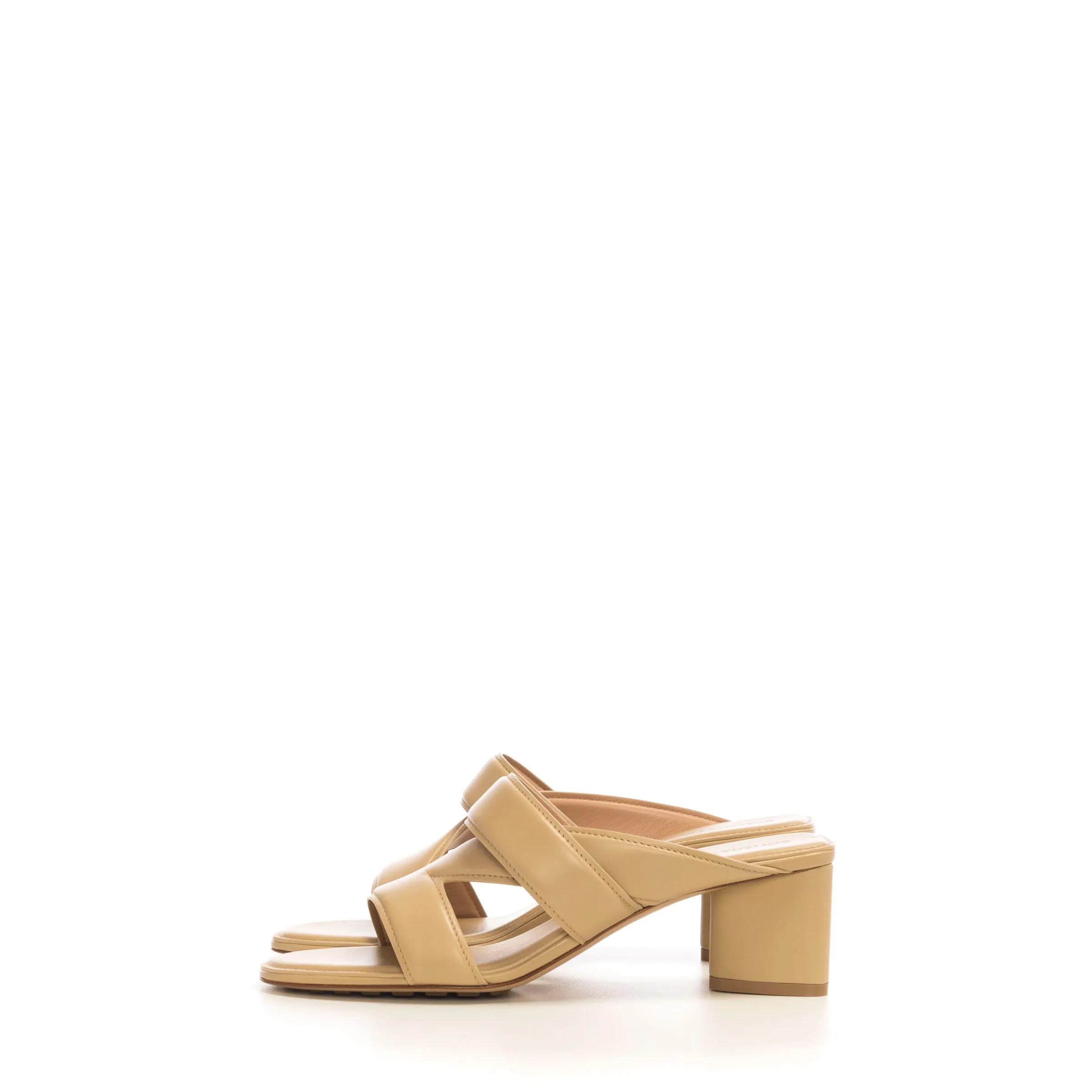 The Band Sandals In Almond Cane Sugar Calf leather
