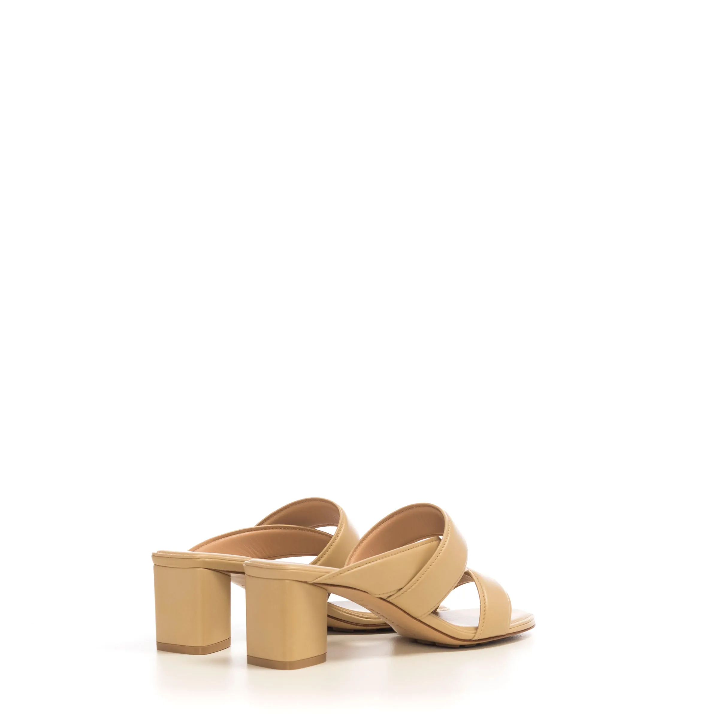 The Band Sandals In Almond Cane Sugar Calf leather