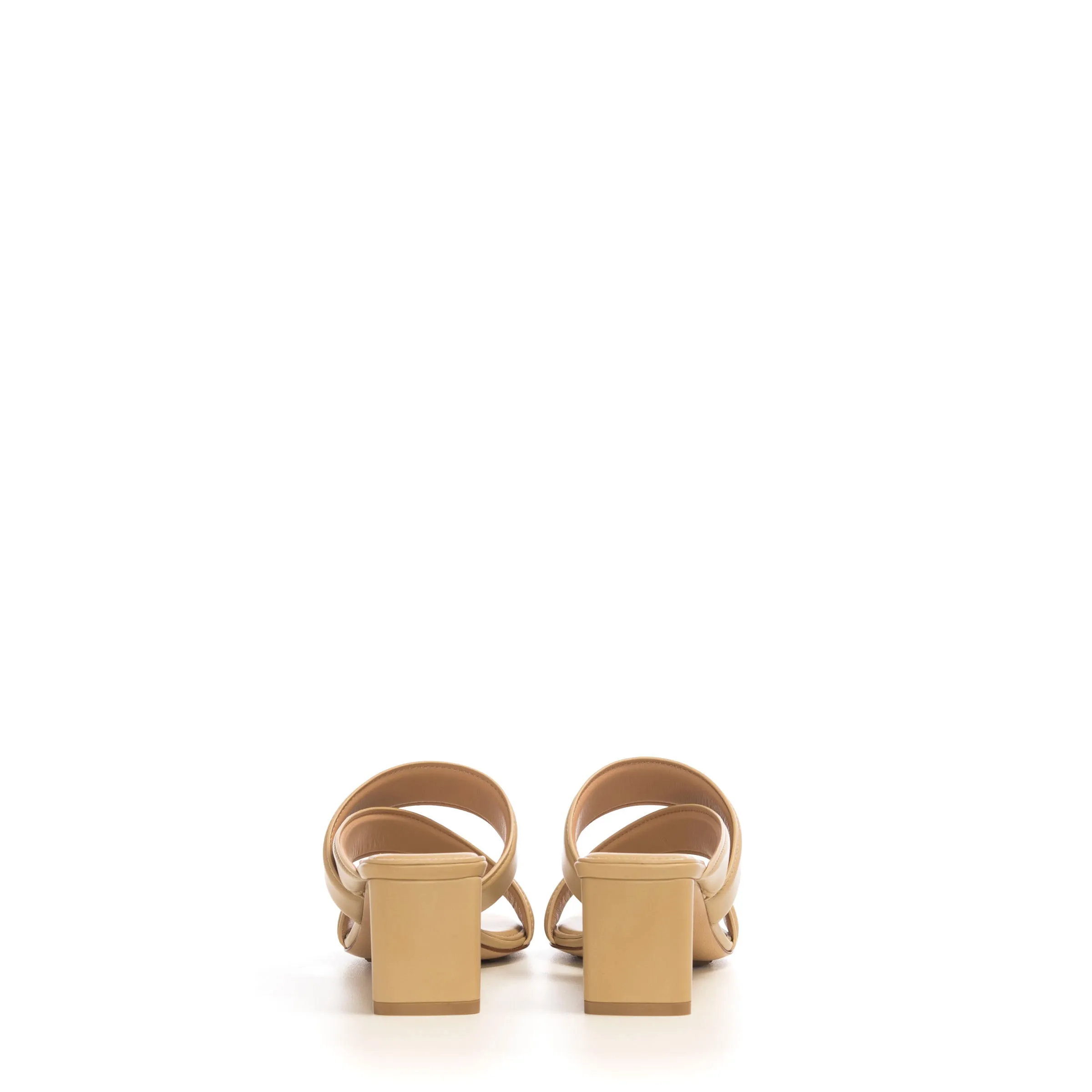 The Band Sandals In Almond Cane Sugar Calf leather