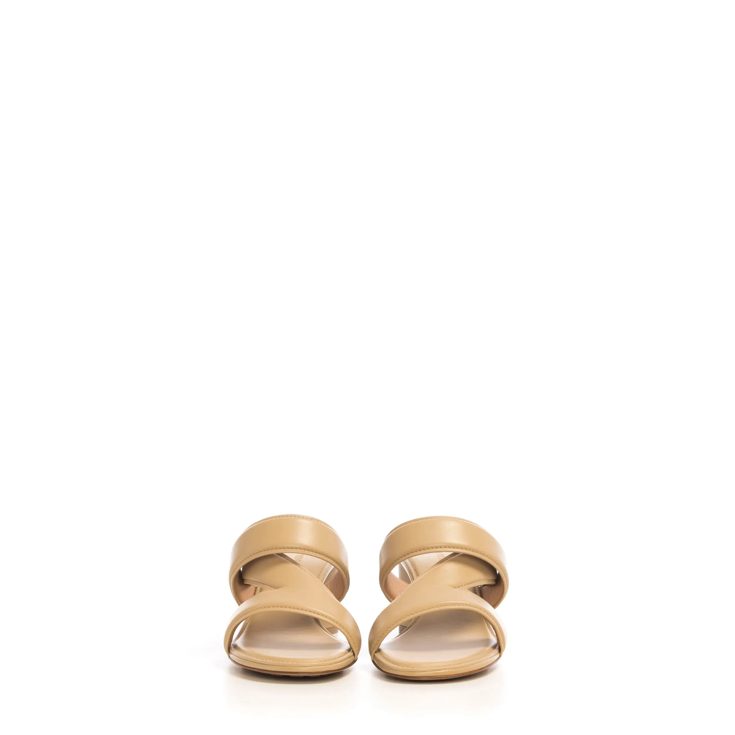 The Band Sandals In Almond Cane Sugar Calf leather