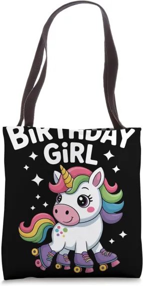 Unicorn on Skate Shoes Birthday Girl Kawaii Roller Skating Tote Bag