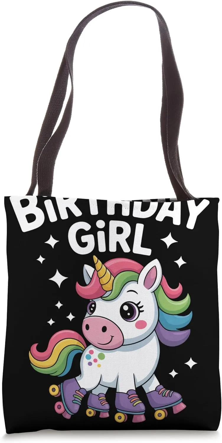 Unicorn on Skate Shoes Birthday Girl Kawaii Roller Skating Tote Bag