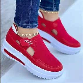 Women Casual Shoes Spring and Summer Woven Breathable Sport Shoes, Fashion Trainers Women's Running Shoes Lightweight Non Slip Breathable Mesh (Color : Red, Size : 7.5)
