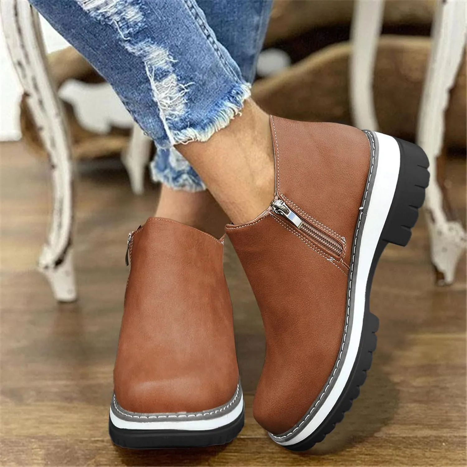 Womens Booties Low Heel Black Western Boots Women Womens Wide Ankle Boots Chelsea Boots Women Ankle Boots Men Work Black Leather Ankle Boots for Women Pointed Toe Low Heel
